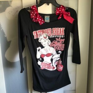 Punk Rockabilly long sleeve off the shoulder top